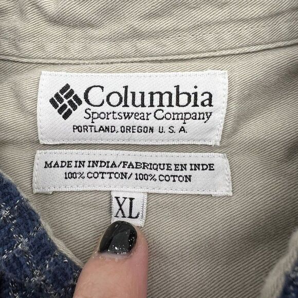 Columbia XLarge Blue & Gray Plaid Long Sleeve Button Up Shirt - Picture 3 of 3